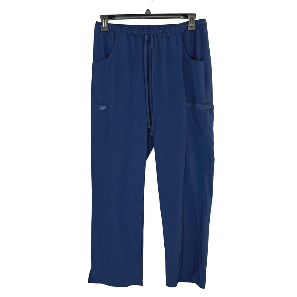 Dickies Womans Medical Scrub Pants Navy DK010 Sz L Loose Fit Utility Cargo Nurse
